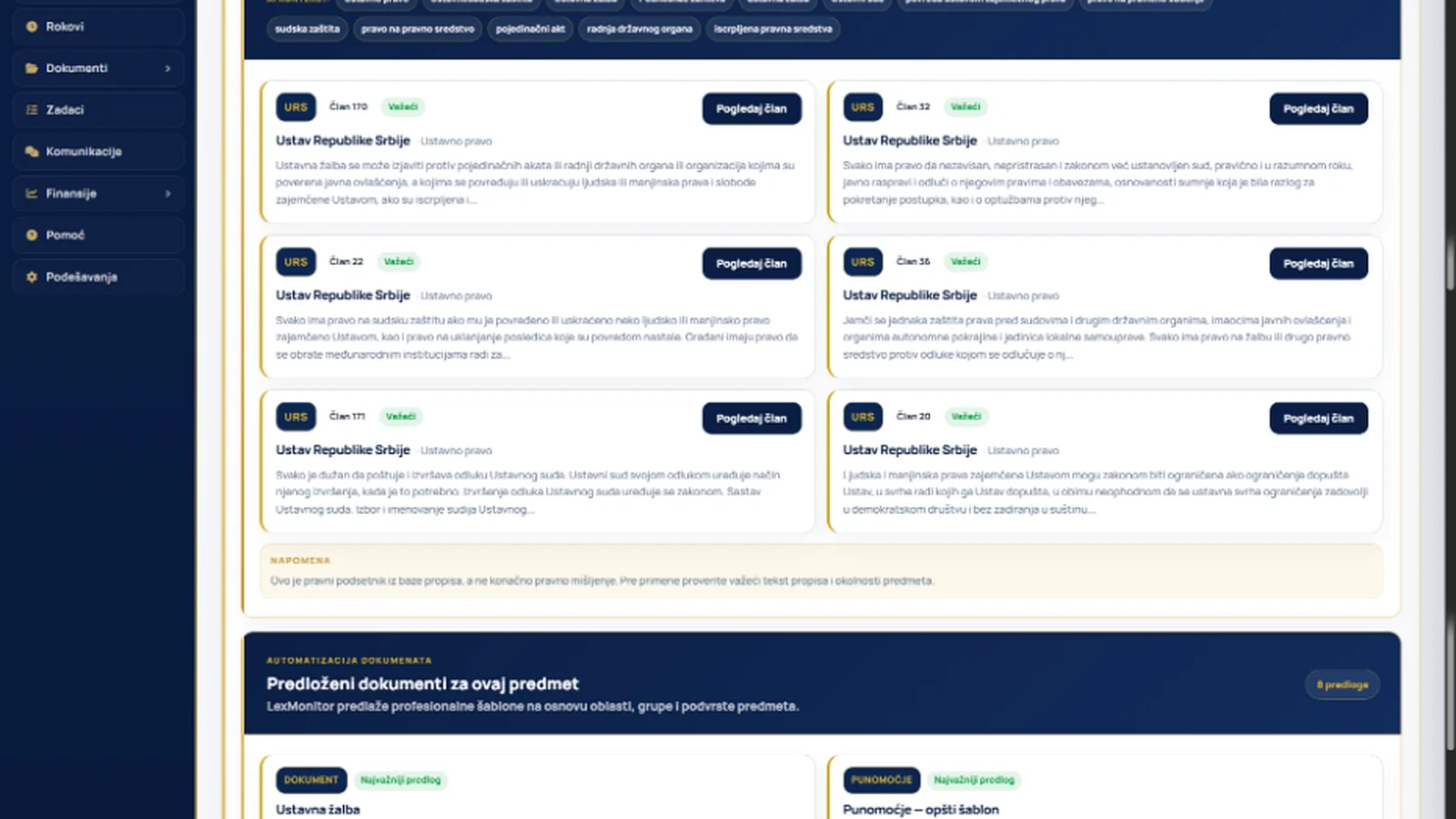 LexMonitor AI pravni podsetnik